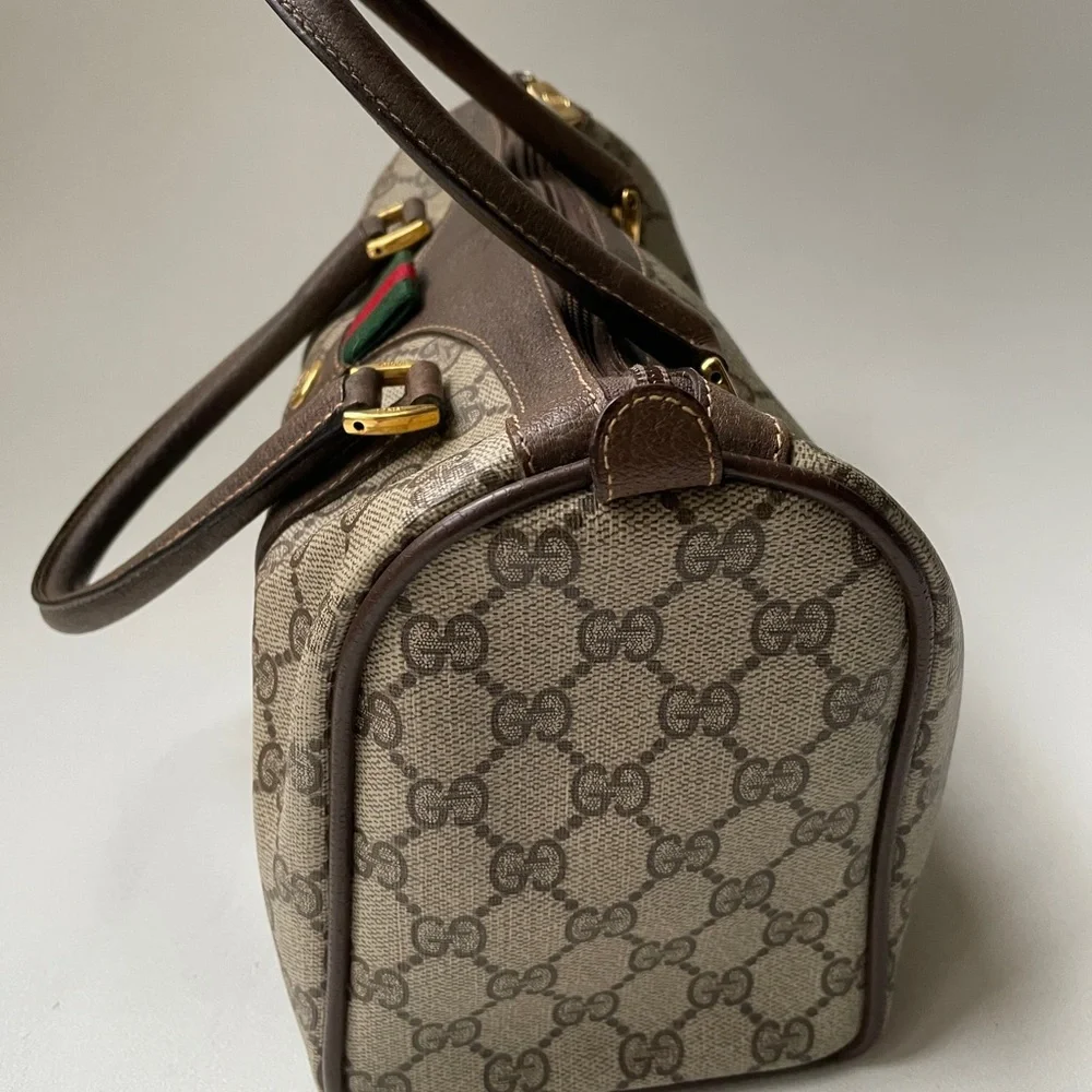 Authentic Vintage Gucci Boston Brown GG Coated Canvas Satchel - Picture 8 of 14